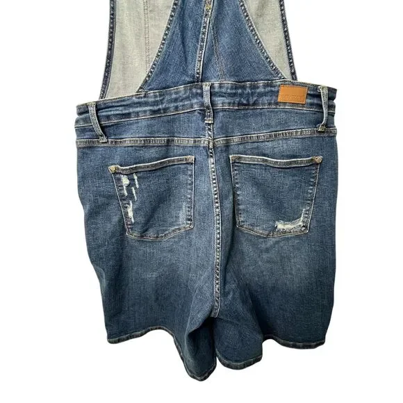 Judy Blue High Waist Double Cuff Denim Short Overalls Sz 2XL - Picture 8 of 13